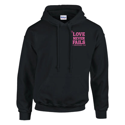 Love Never Fails Heavy Blend Hoodie – Soft Cotton-Polyester Blend