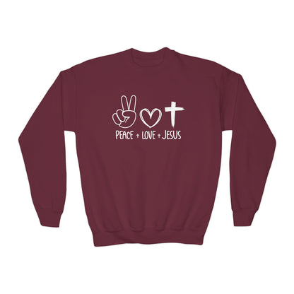 PEACE LOVE JESUS - YOUTH SWEATSHIRT
