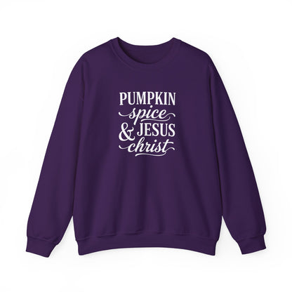 PUMPKIN SPICE AND JESUS CHRIST - MEDIUM-HEAVY WEIGHT SWEATSHIRT