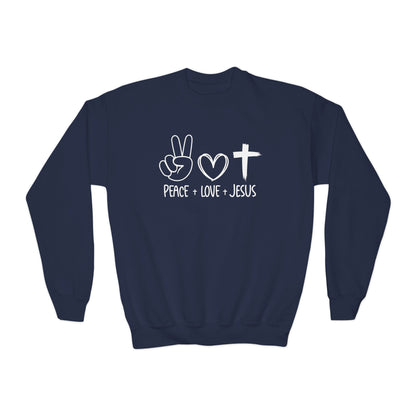 PEACE LOVE JESUS - YOUTH SWEATSHIRT