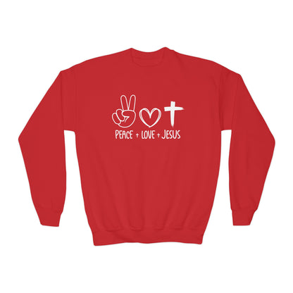 PEACE LOVE JESUS - YOUTH SWEATSHIRT