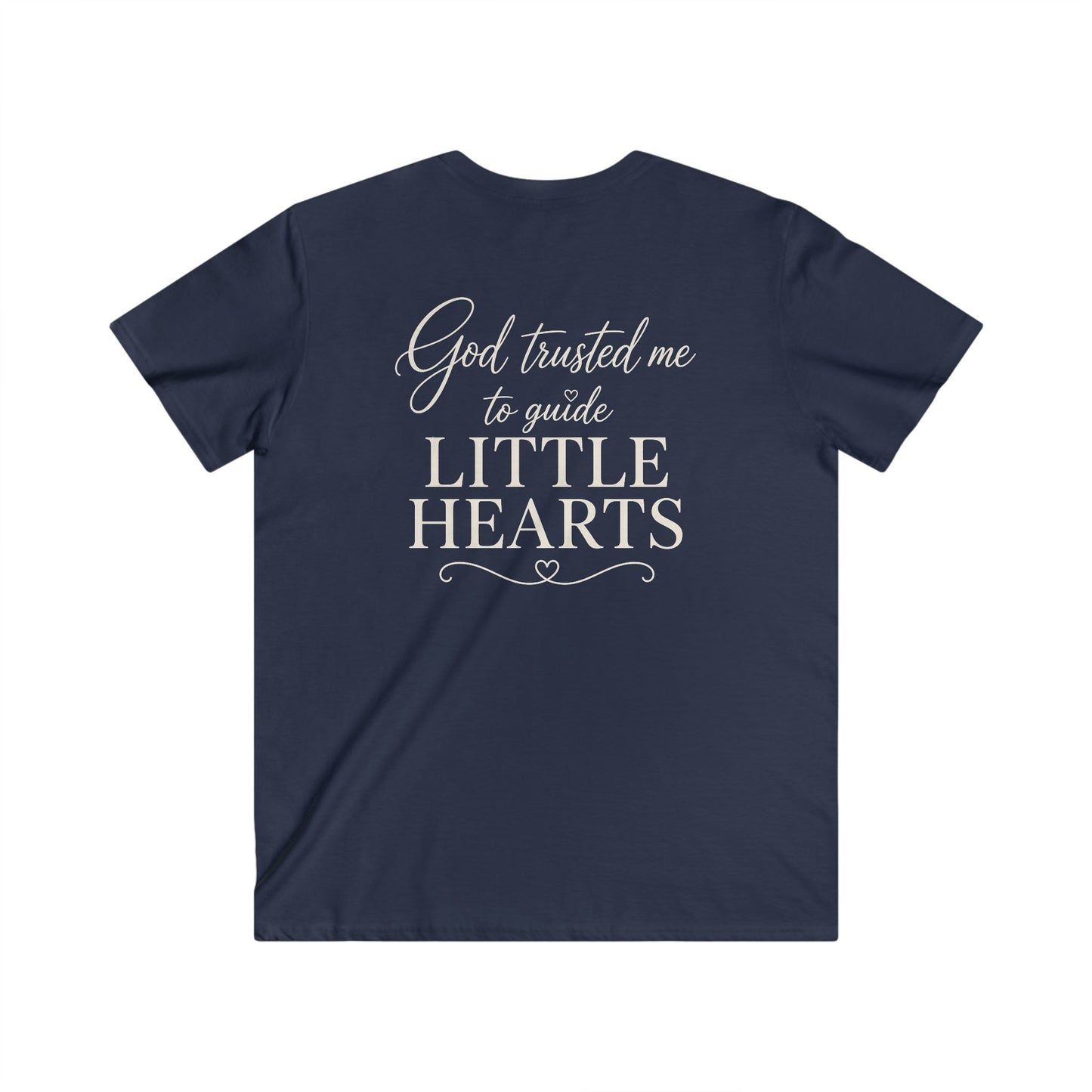 GOD TRUSTED ME TO GUIDE LITTLE HEARTS - V-NECK PREMIUM T-SHIRT