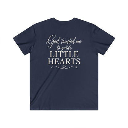 GOD TRUSTED ME TO GUIDE LITTLE HEARTS - V-NECK PREMIUM T-SHIRT