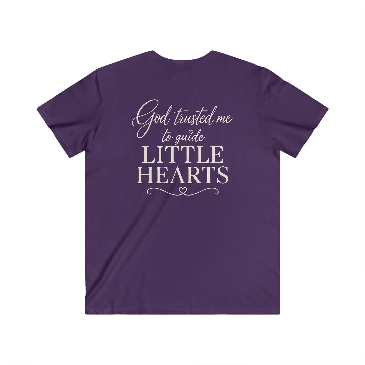 GOD TRUSTED ME TO GUIDE LITTLE HEARTS - V-NECK PREMIUM T-SHIRT
