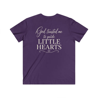 GOD TRUSTED ME TO GUIDE LITTLE HEARTS - V-NECK PREMIUM T-SHIRT