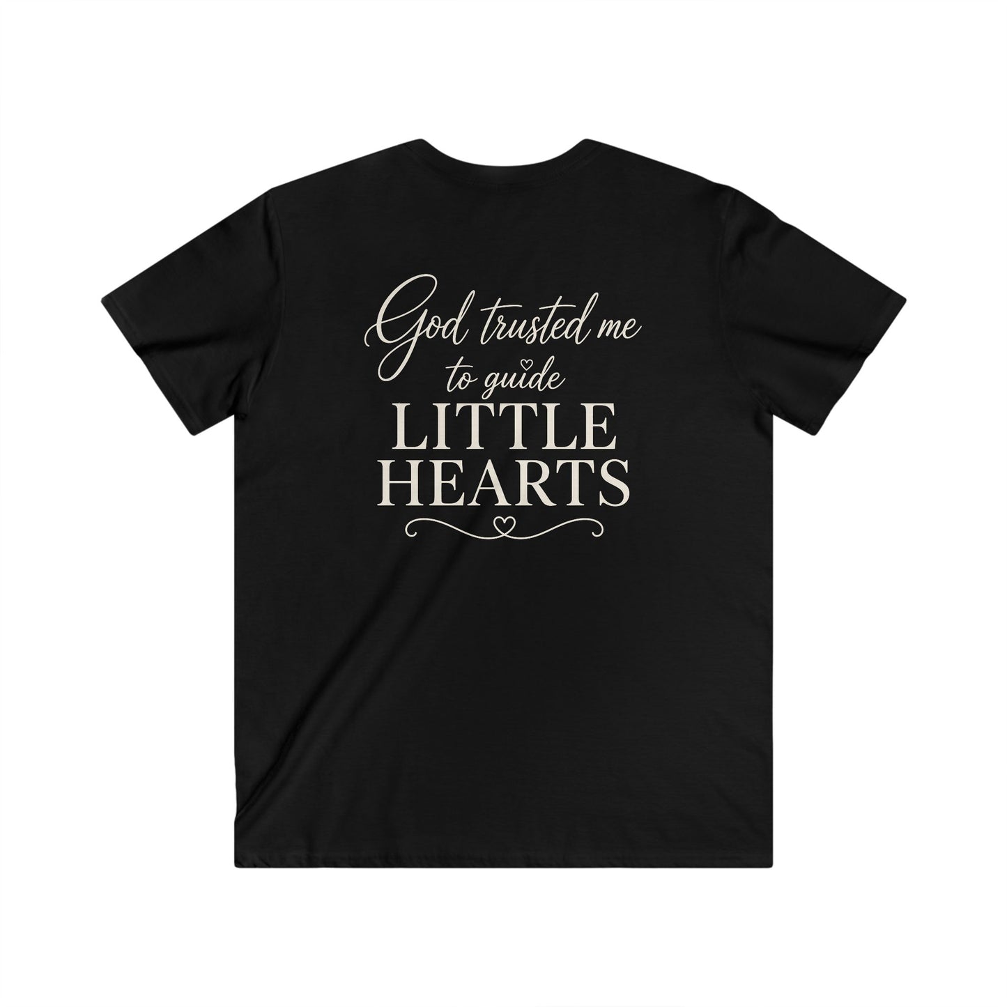 GOD TRUSTED ME TO GUIDE LITTLE HEARTS - V-NECK PREMIUM T-SHIRT