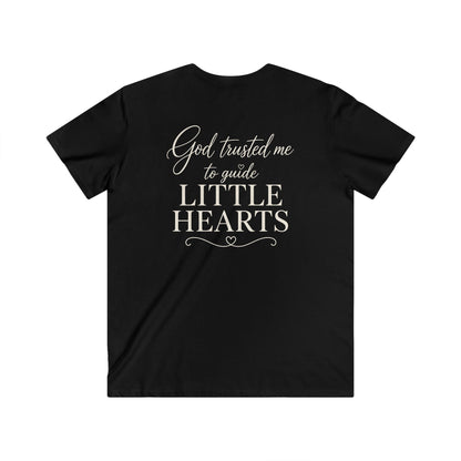 GOD TRUSTED ME TO GUIDE LITTLE HEARTS - V-NECK PREMIUM T-SHIRT