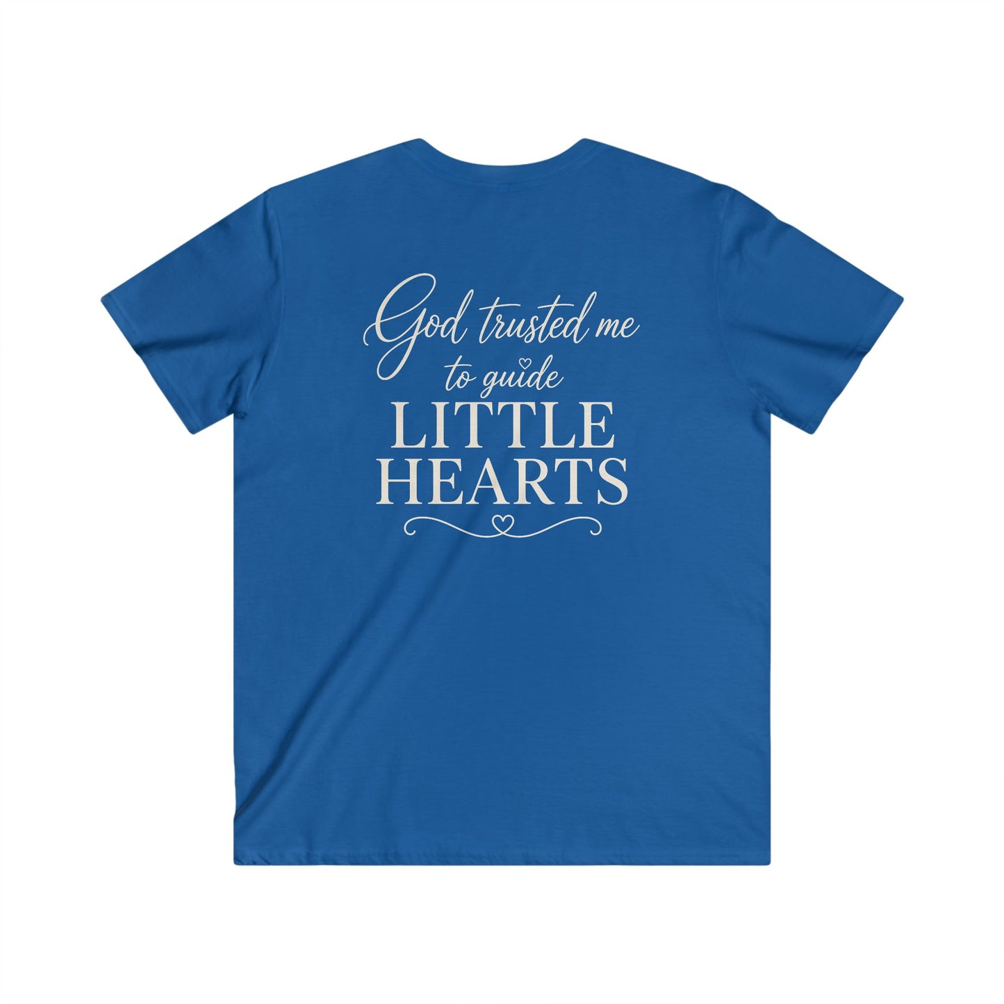 GOD TRUSTED ME TO GUIDE LITTLE HEARTS - V-NECK PREMIUM T-SHIRT