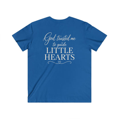 GOD TRUSTED ME TO GUIDE LITTLE HEARTS - V-NECK PREMIUM T-SHIRT