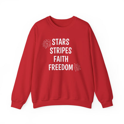 STARS STRIPES FAITH FREEDOM - MEDIUM-HEAVY WEIGHT SWEATSHIRT