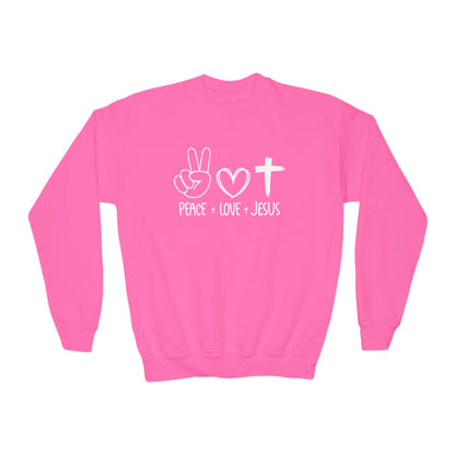 PEACE LOVE JESUS - YOUTH SWEATSHIRT
