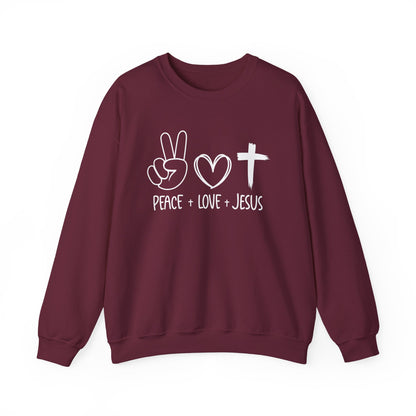 PEACE LOVE JESUS - MEDIUM-HEAVY WEIGHT SWEATSHIRT