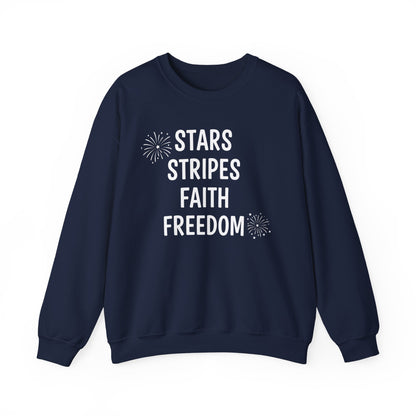 STARS STRIPES FAITH FREEDOM - MEDIUM-HEAVY WEIGHT SWEATSHIRT