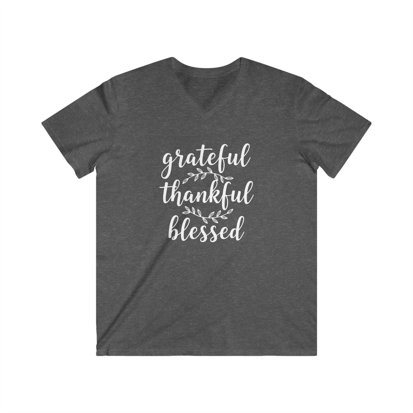 GRATEFUL THANKFUL BLESSED - PREMIUM V-NECK T-SHIRT