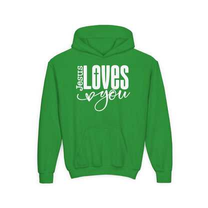 JESUS LOVES YOU - YOUTH MEDIUM-HEAVY WEIGHT HOODIE