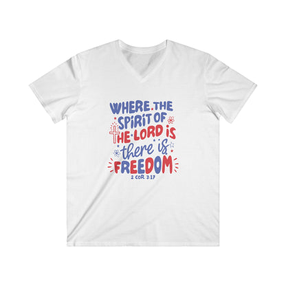 WHERE THE SPIRIT OF THE LORD IS - V-NECK PREMIUM T-SHIRT