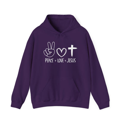 PEACE LOVE JESUS - MEDIUM-HEAVY WEIGHT HOODIE