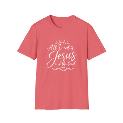 ALL I NEED IS JESUS AND THE BEACH - PREMIUM T-SHIRT