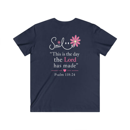 SMILE THIS IS THE DAY THE LORD MADE - V-NECK PREMIUM T-SHIRT