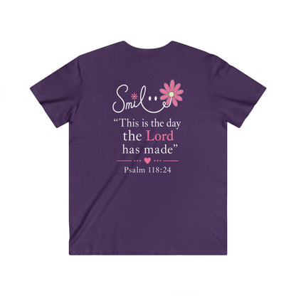 SMILE THIS IS THE DAY THE LORD MADE - V-NECK PREMIUM T-SHIRT