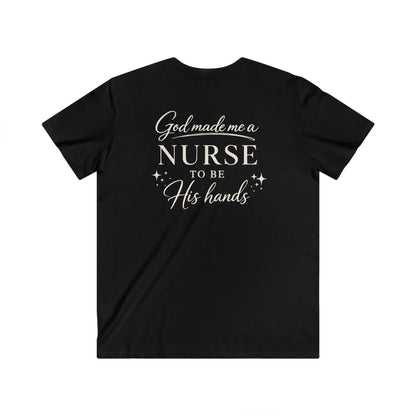 GOD MADE ME A NURSE - V-NECK PREMIUM T-SHIRT