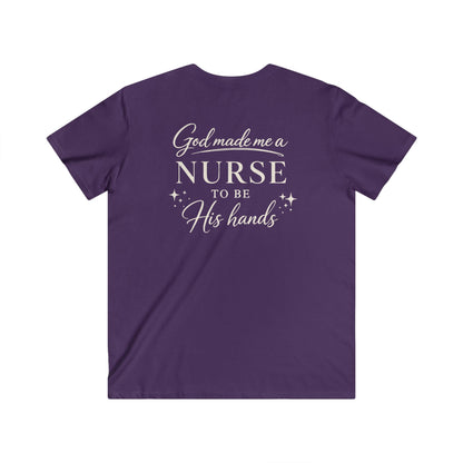 GOD MADE ME A NURSE - V-NECK PREMIUM T-SHIRT