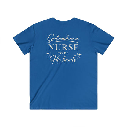 GOD MADE ME A NURSE - V-NECK PREMIUM T-SHIRT