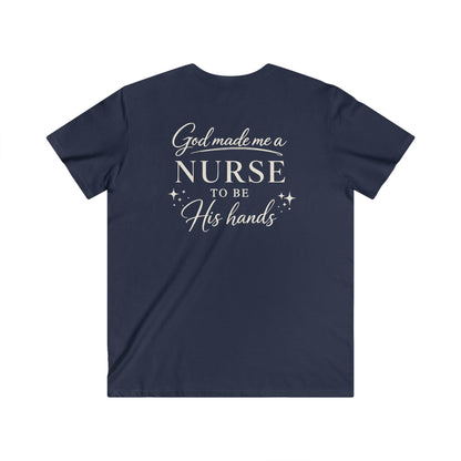 GOD MADE ME A NURSE - V-NECK PREMIUM T-SHIRT
