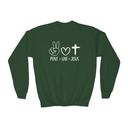 PEACE LOVE JESUS - YOUTH SWEATSHIRT