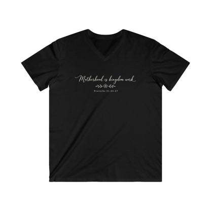 MOTHERHOOD IS KINGDOM WORK - V-NECK PREMIUM T-SHIRT