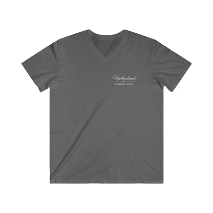 MOTHERHOOD IS KINGDOM WORK FLORAL - V-NECK PREMIUM T-SHIRT