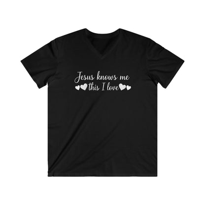 JESUS KNOWS ME  - V-NECK PREMIUM T-SHIRT