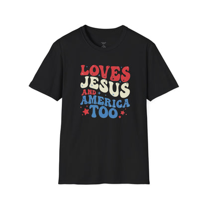 LOVES JESUS AND AMERICA TOO - PREMIUM T-SHIRT