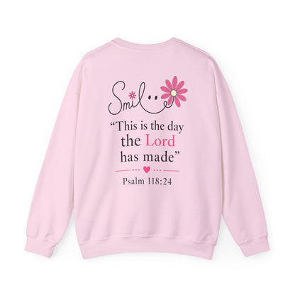 SMILE THIS IS THE DAY THE LORD HAS MADE - MEDIUM-HEAVY WEIGHT SWEATSHIRT