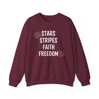 STARS STRIPES FAITH FREEDOM - MEDIUM-HEAVY WEIGHT SWEATSHIRT