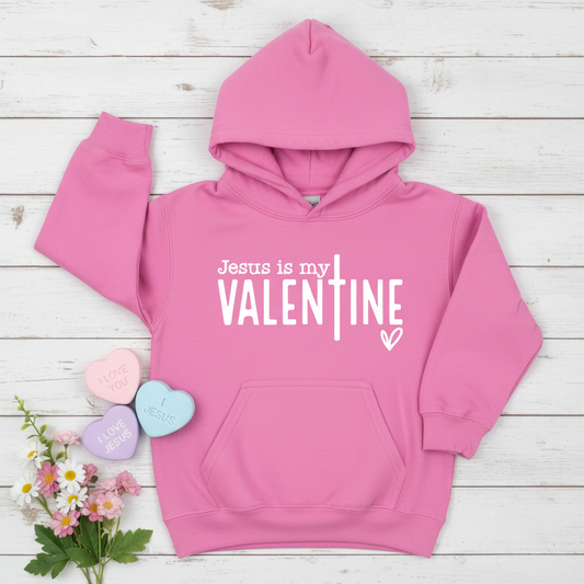 JESUS IS MY VALENTINE - YOUTH MEDIUM-WEIGHT HOODIE