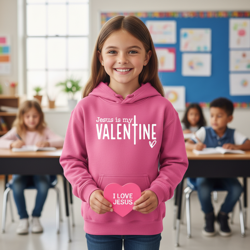 JESUS IS MY VALENTINE - YOUTH MEDIUM-WEIGHT HOODIE
