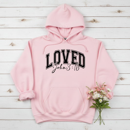 LOVED JOHN 3:16 MEDIUM WEIGHT HOODIE