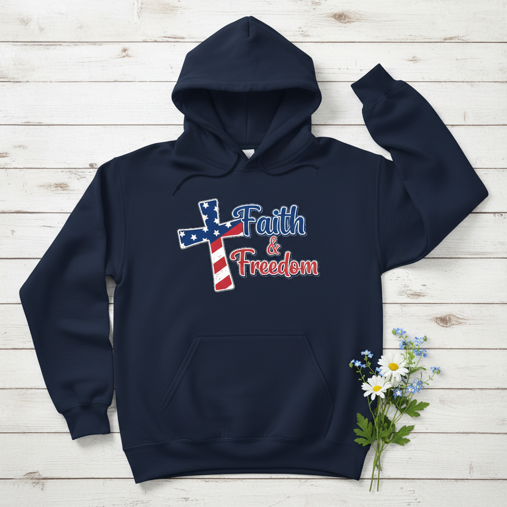FAITH AND FREEDOM - MEDIUM-HEAVY WEIGHT HOODIE