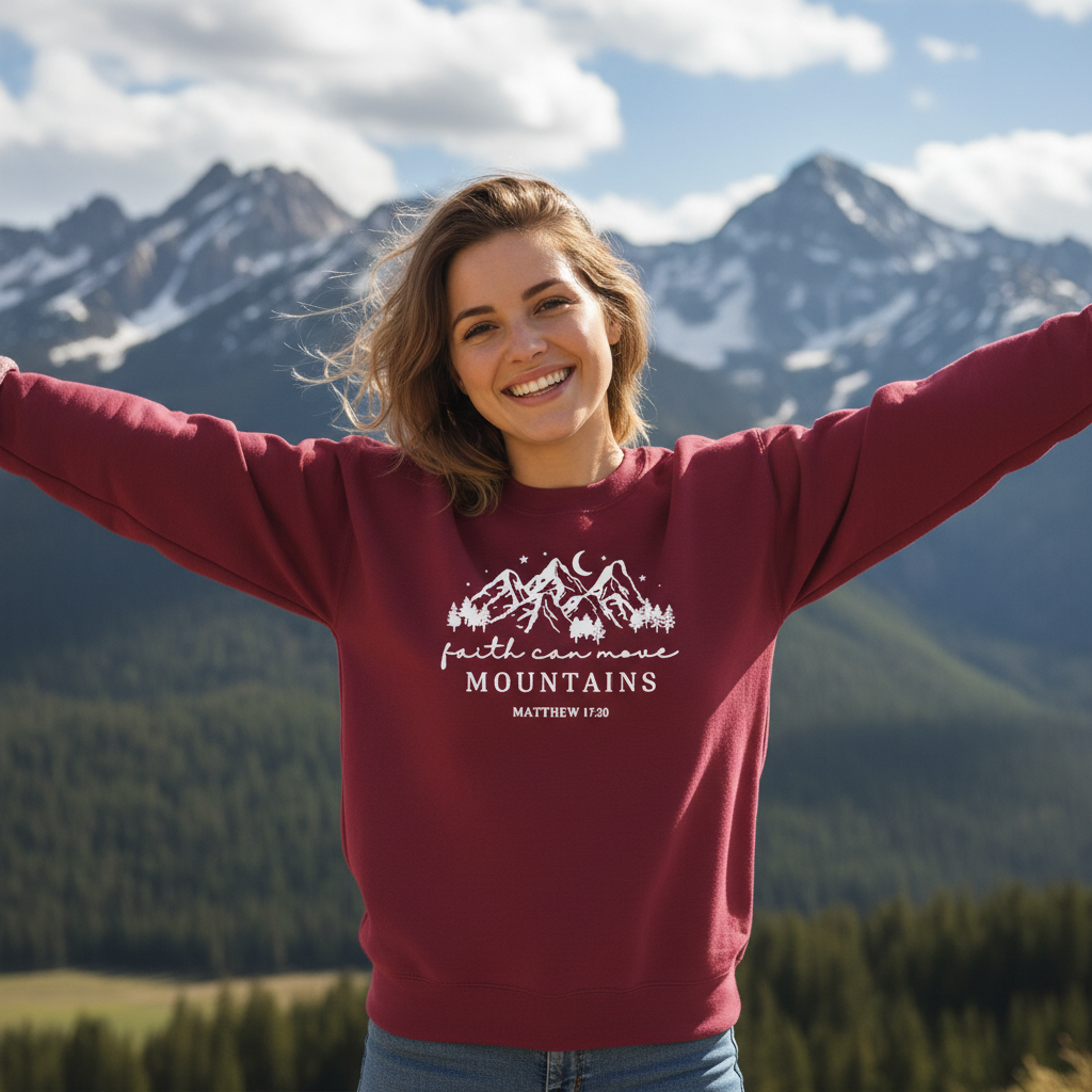 FAITH CAN MOVE MOUNTAINS - MEDIUM-HEAVY WEIGHT SWEATSHIRT