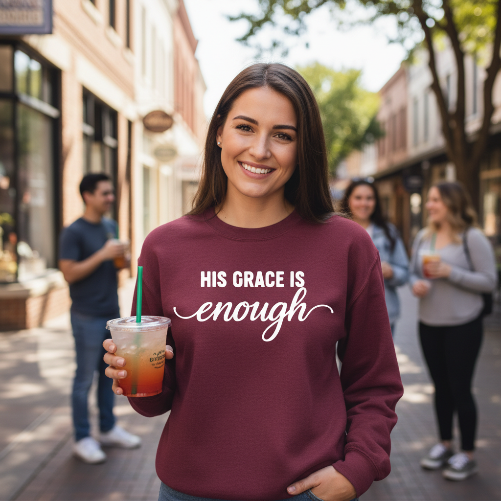 HIS GRACE IS ENOUGH - MEDIUM-HEAVY WEIGHT SWEATSHIRT