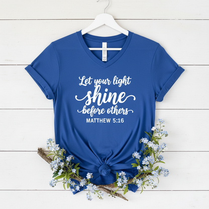 LET YOUR LIGHT SHINE- V-NECK PREMIUM T-SHIRT