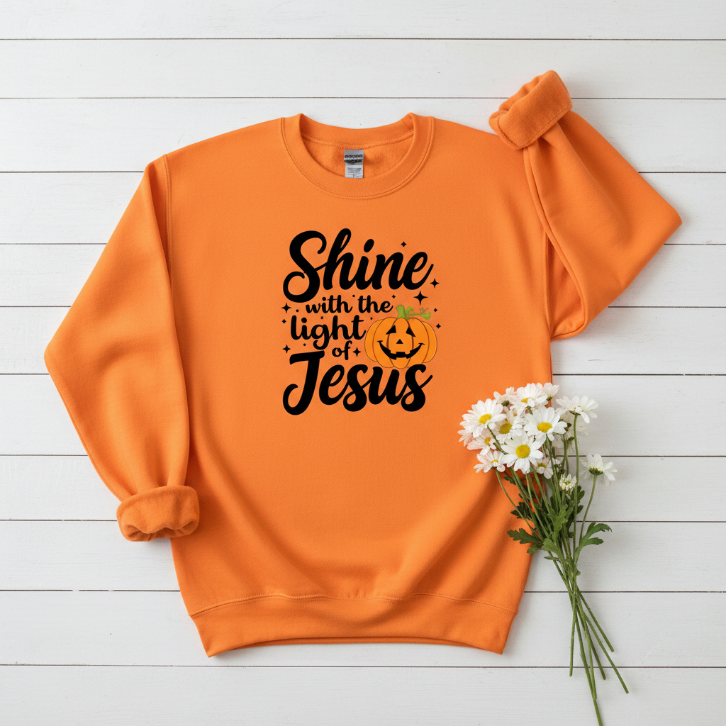 SHINE WITH THE LIGHT OF JESUS - MEDIUM-HEAVY WEIGHT SWEATSHIRT