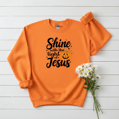 SHINE WITH THE LIGHT OF JESUS - MEDIUM-HEAVY WEIGHT SWEATSHIRT