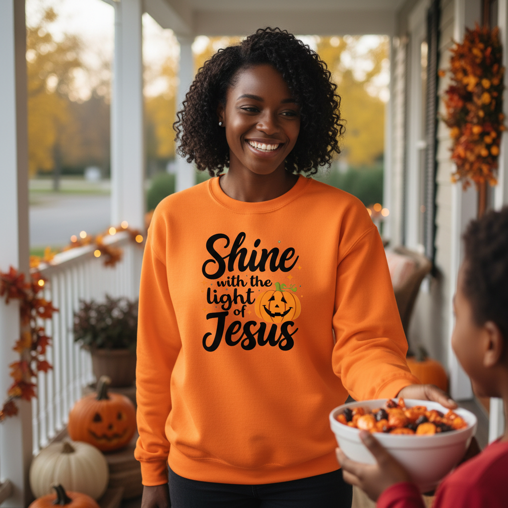 SHINE WITH THE LIGHT OF JESUS - MEDIUM-HEAVY WEIGHT SWEATSHIRT