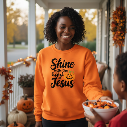SHINE WITH THE LIGHT OF JESUS - MEDIUM-HEAVY WEIGHT SWEATSHIRT