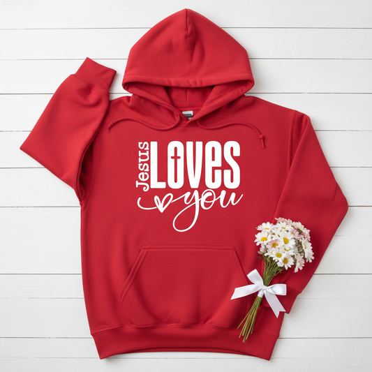 JESUS LOVES YOU - YOUTH MEDIUM-HEAVY WEIGHT HOODIE