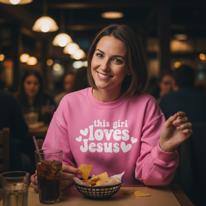 THIS GIRL LOVES JESUS - MEDIUM-HEAVY WEIGHT SWEATSHIRT