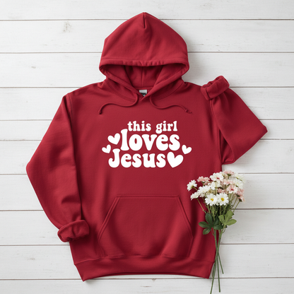 THIS GIRL LOVES JESUS - MEDIUM-HEAVY WEIGHT HOODIE