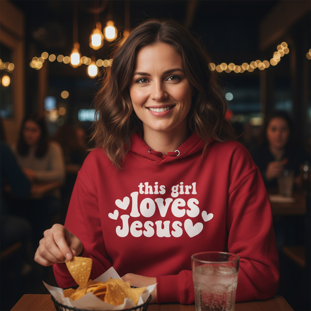 THIS GIRL LOVES JESUS - MEDIUM-HEAVY WEIGHT HOODIE